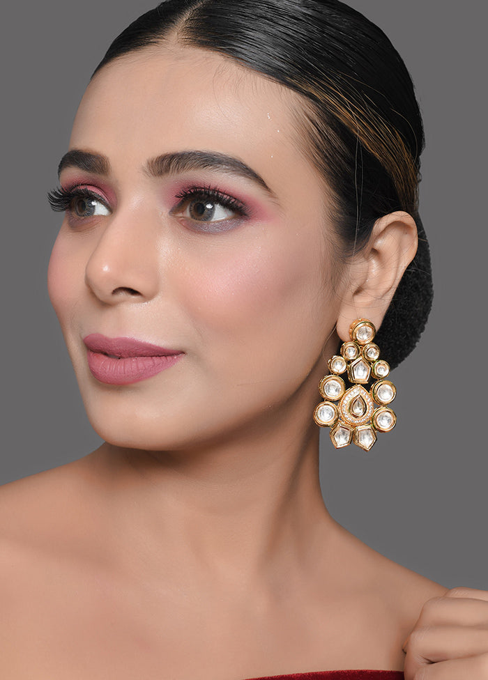 Classic Gold Tone Kundan Earrings - Indian Silk House Agencies