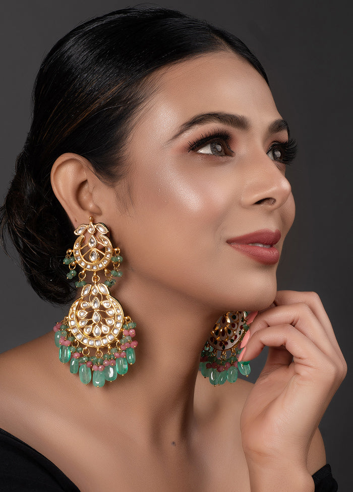 Sea Green Handcrafted Kundan Earrings - Indian Silk House Agencies