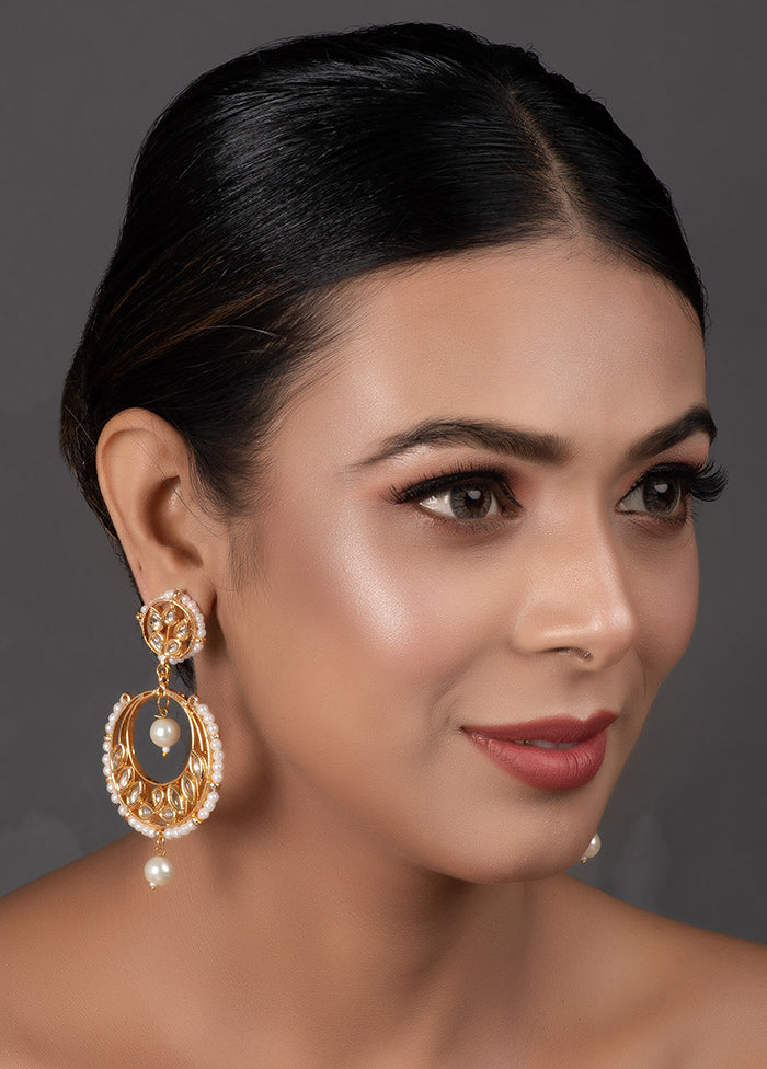 Pearl Beaded Kundan Drop Earrings - Indian Silk House Agencies