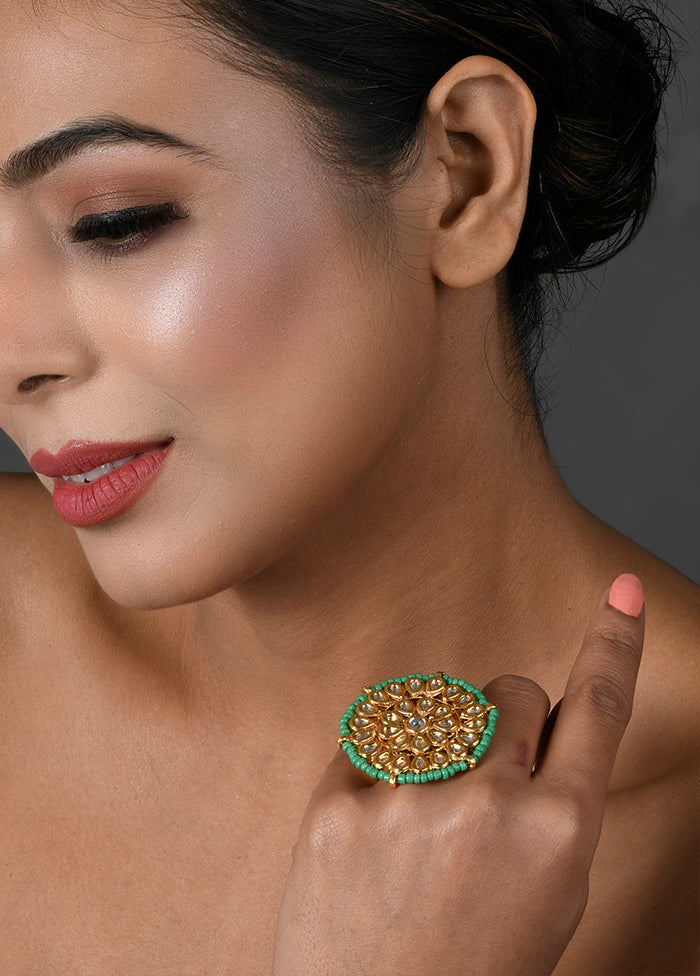 Green Beaded Handcrafted Kundan Ring - Indian Silk House Agencies