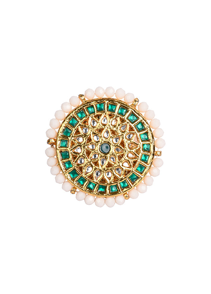 Gold Toned Kundan Adjustable Ring - Indian Silk House Agencies