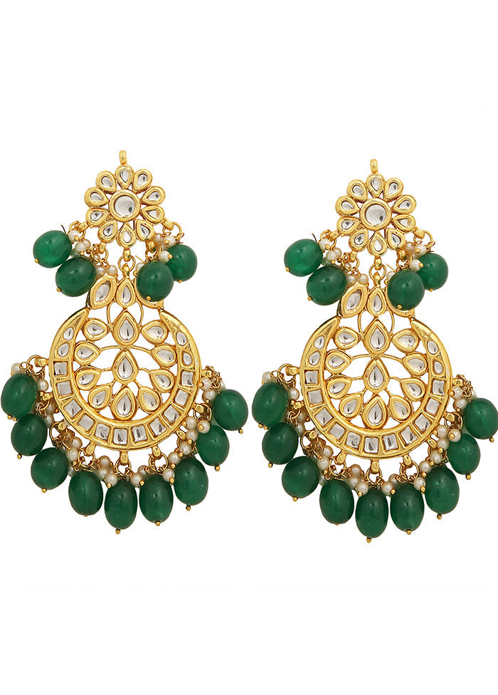 Green Kundan Work Copper And Alloy Earrings