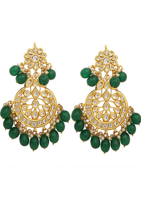 Green Kundan Work Copper And Alloy Earrings