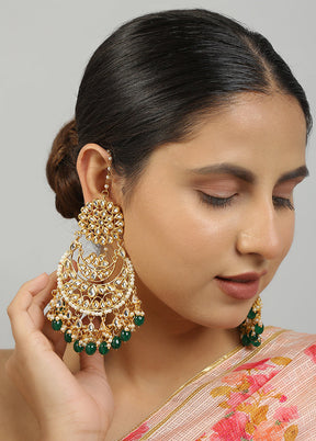 Green Kundan Work Copper And Alloy Earrings