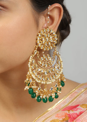 Green Kundan Work Copper And Alloy Earrings