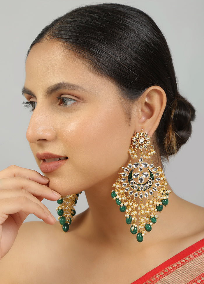 Green Kundan Work Copper And Alloy Earrings