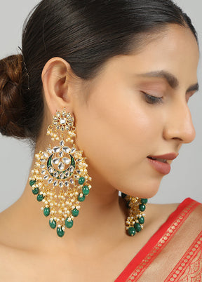 Green Kundan Work Copper And Alloy Earrings