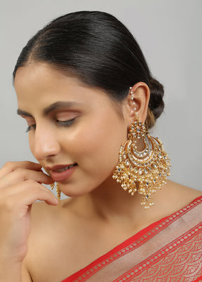 Golden Kundan Work Copper And Alloy Earrings