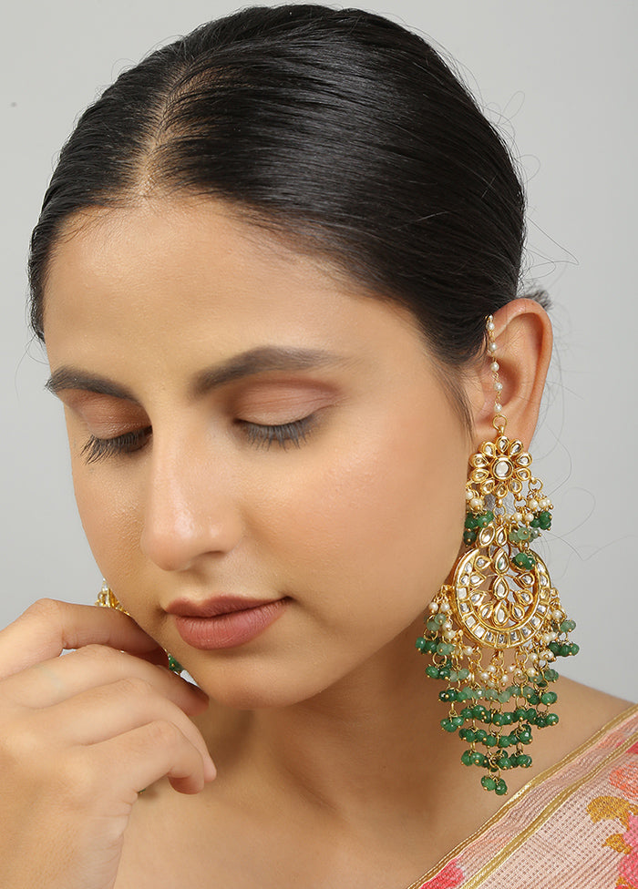 Green Kundan Work Copper And Alloy Earrings