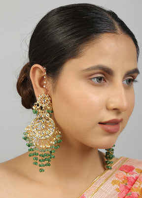 Green Kundan Work Copper And Alloy Earrings