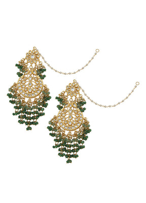 Green Kundan Work Copper And Alloy Earrings