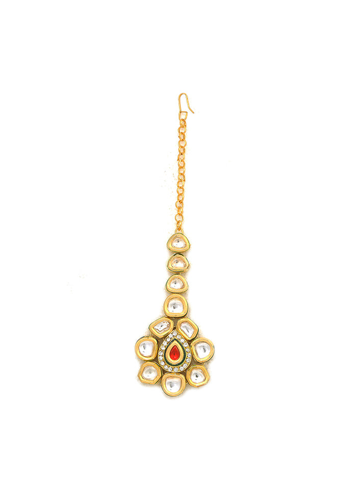 Golden Kundan Work Copper And Alloy Mangtika - Indian Silk House Agencies