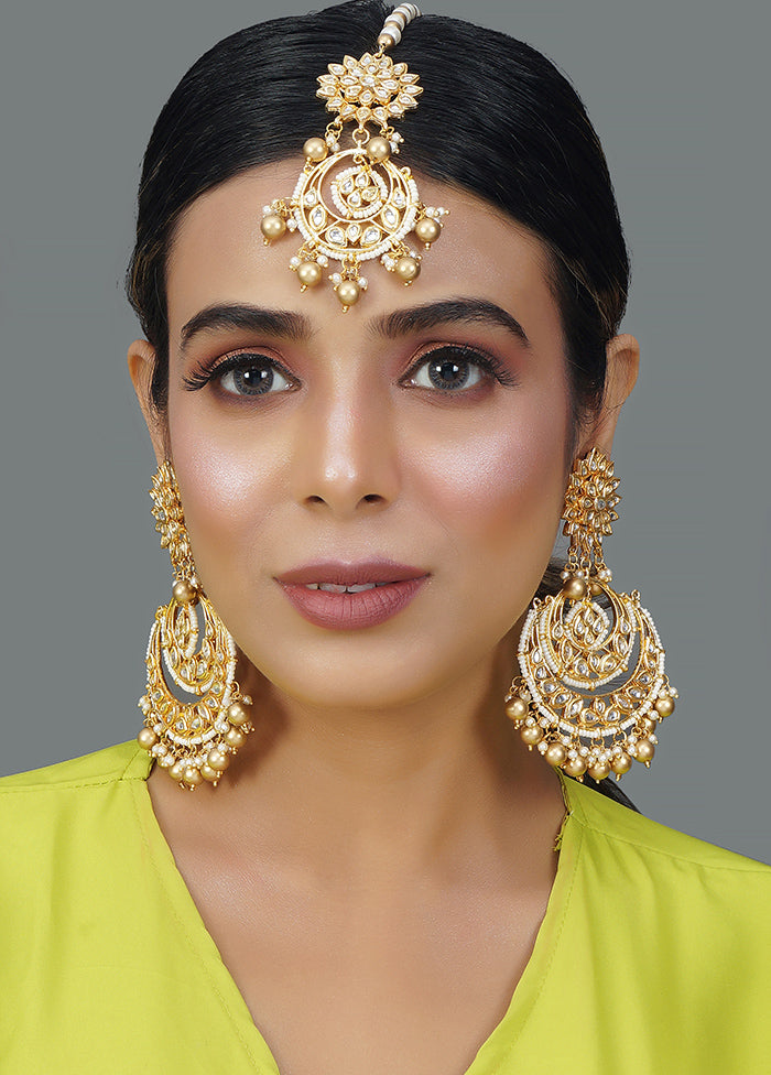 Gold Tone Kundan Chandbali Mangtika Set - Indian Silk House Agencies