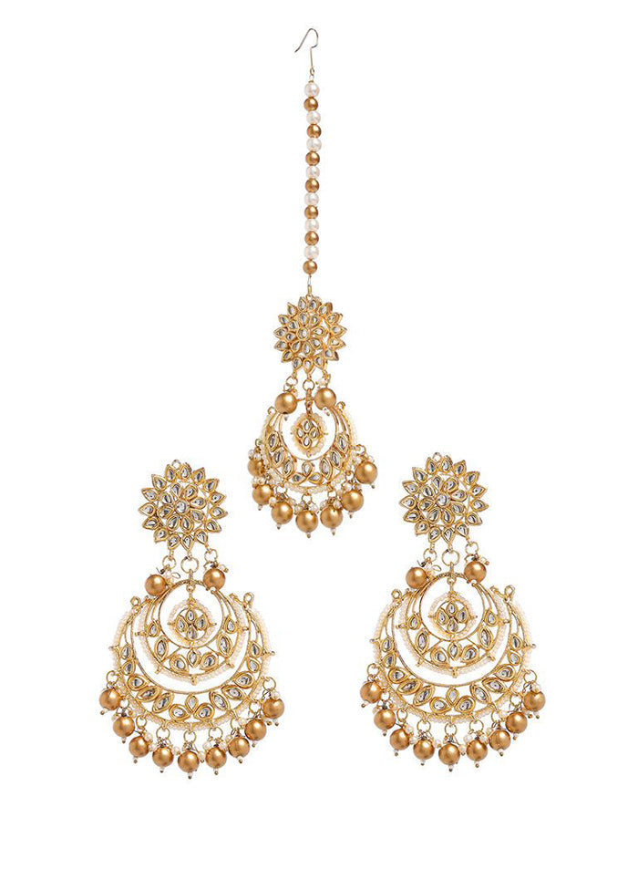 Gold Tone Kundan Chandbali Mangtika Set - Indian Silk House Agencies