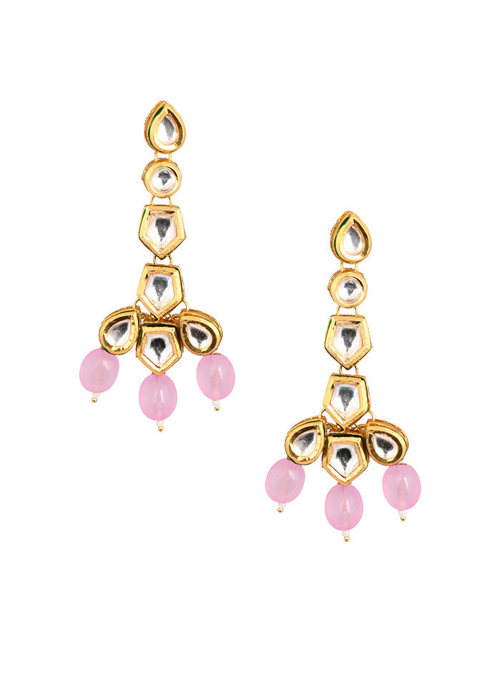 Pink Gold Tone Handcrafted Kundan Earrings - Indian Silk House Agencies