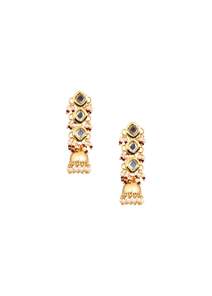 Gold Tone Kundan Inspired Jhumki - Indian Silk House Agencies