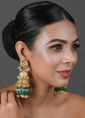 Emerald And Pearl Beaded Jhumki - Indian Silk House Agencies