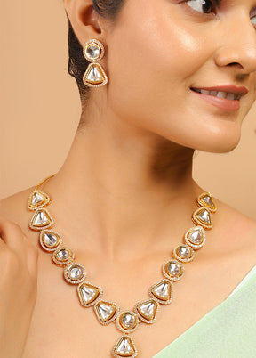 Gold Toned Kundan Polki Necklace Set