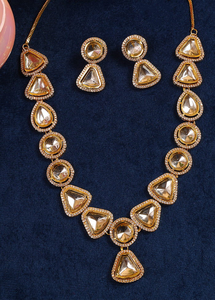 Gold Toned Kundan Polki Necklace Set