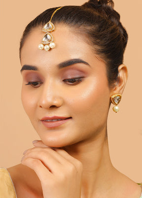 Handcrafted Kundan Polki Earrings And Mangtika Set