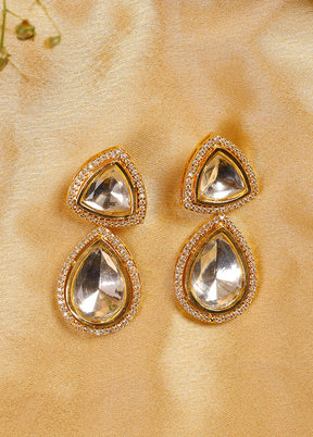 Handcrafted Triangular Kundan Polki Drop Earrings