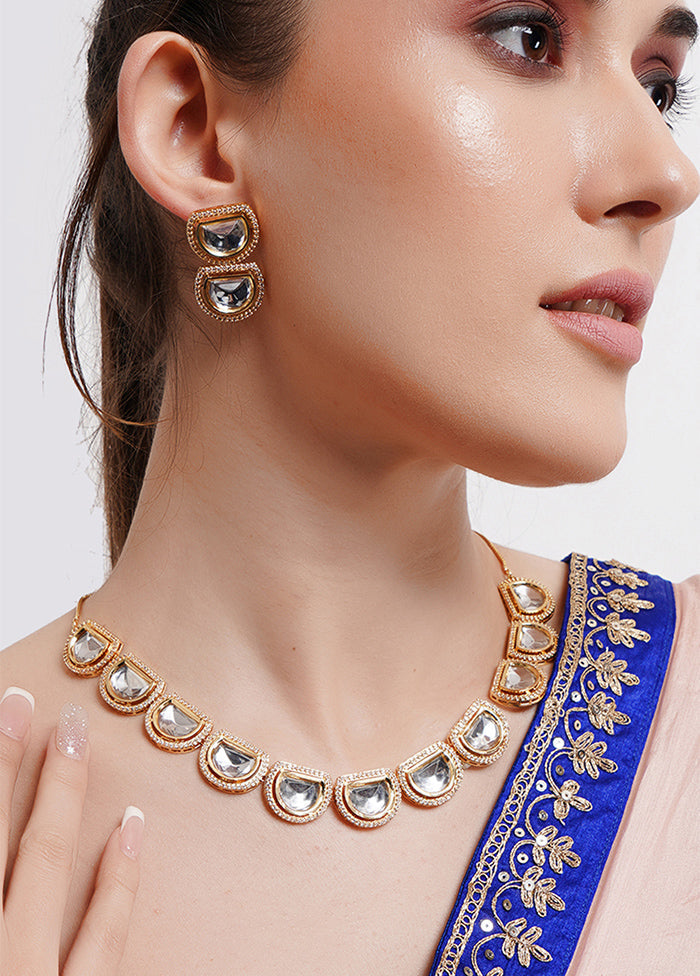 Gold Toned Kundan Polki Necklace Set - Indian Silk House Agencies