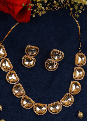 Gold Toned Kundan Polki Necklace Set - Indian Silk House Agencies