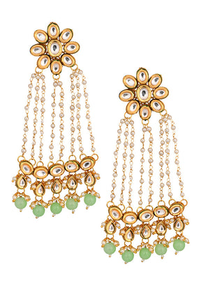 Kundan Pearl Chain Earrings