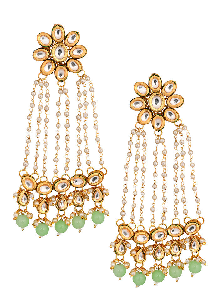 Kundan Pearl Chain Earrings - Indian Silk House Agencies