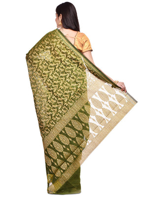 Green Cotton Saree With Blouse Piece