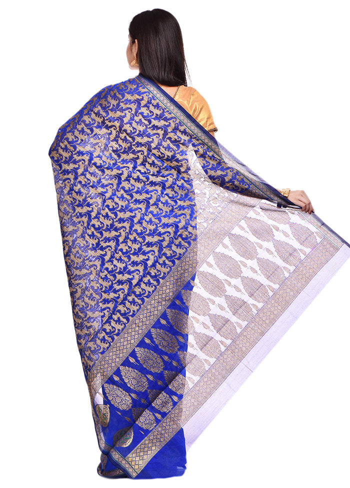 Blue Cotton Saree With Blouse Piece