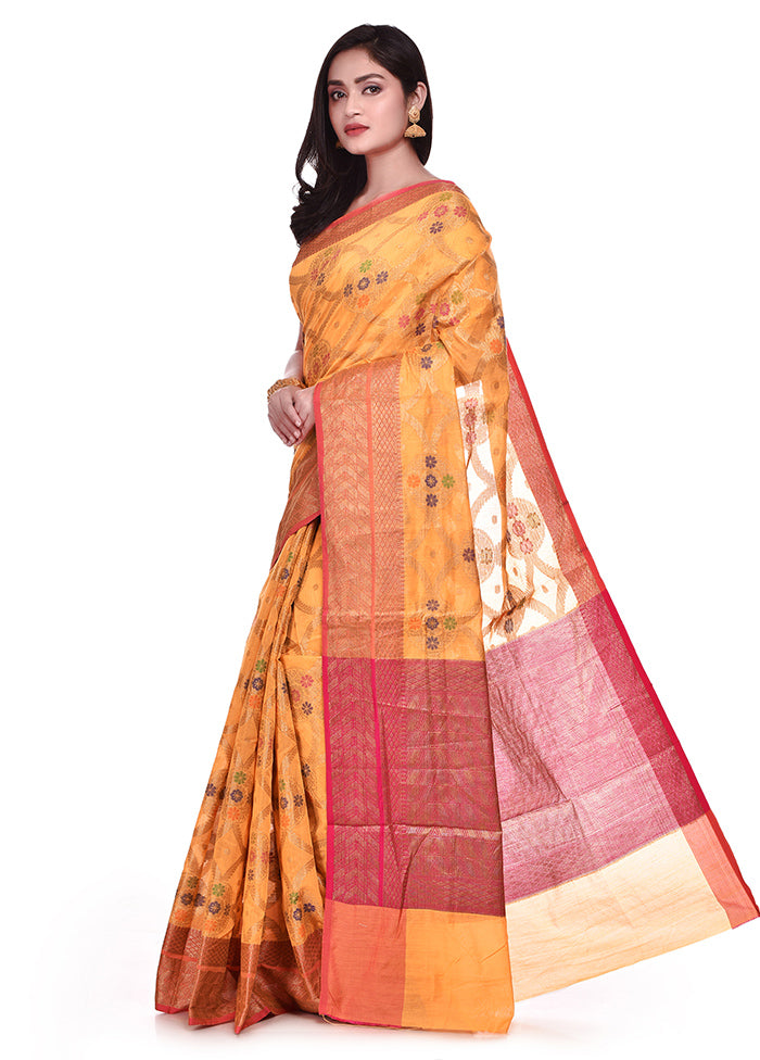 Golden Cotton Saree With Blouse Piece - Indian Silk House Agencies