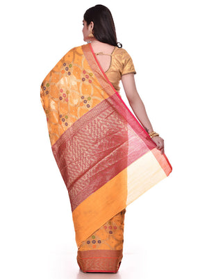 Golden Cotton Saree With Blouse Piece - Indian Silk House Agencies