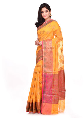 Golden Cotton Saree With Blouse Piece - Indian Silk House Agencies