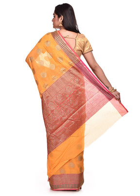 Golden Cotton Saree With Blouse Piece - Indian Silk House Agencies