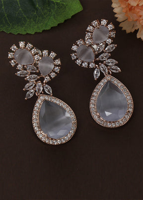 Grey American Diamond Tear Drop Earrings - Indian Silk House Agencies