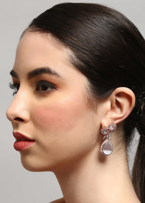 Grey American Diamond Tear Drop Earrings - Indian Silk House Agencies