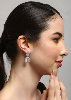 Grey Silver Plated Square Studs Earring - Indian Silk House Agencies