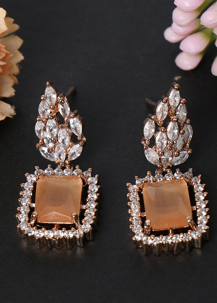 Orange Plated American Diamond Stud Earrings - Indian Silk House Agencies