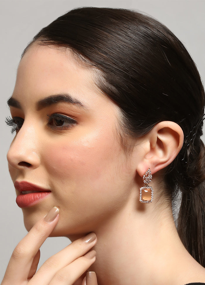 Orange Plated American Diamond Stud Earrings - Indian Silk House Agencies