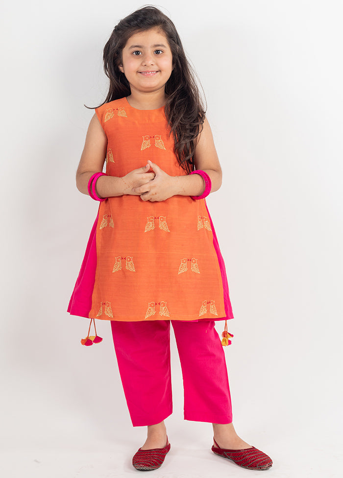 Rust Silk Suit Set For Girls - Indian Silk House Agencies