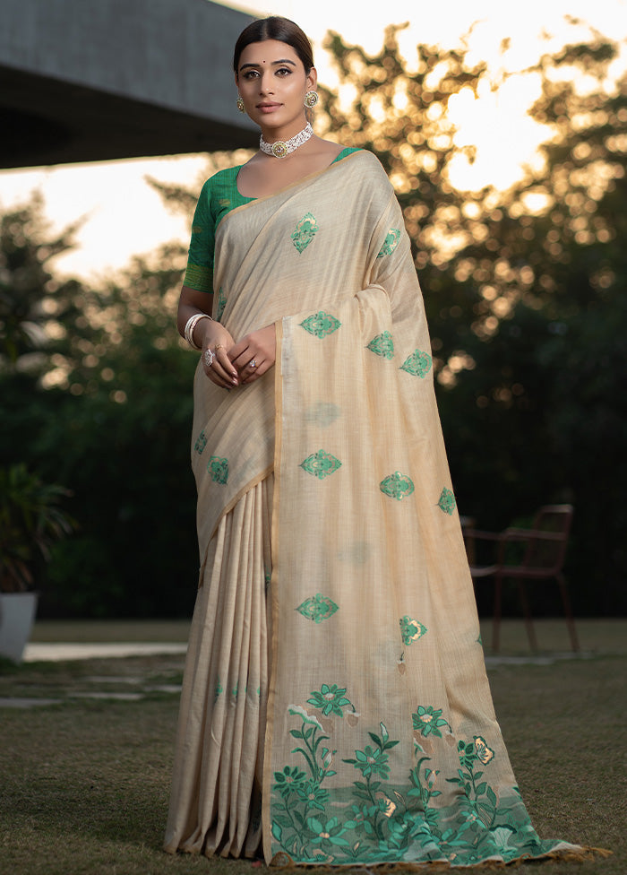 Green Dupion Silk Saree With Blouse Piece - Indian Silk House Agencies