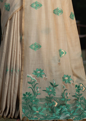 Green Dupion Silk Saree With Blouse Piece - Indian Silk House Agencies