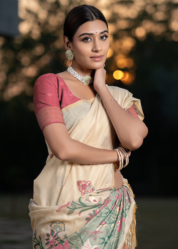 Pink Silk Saree With Blouse Piece