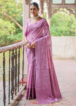 Wine Dupion Silk Saree With Blouse Piece