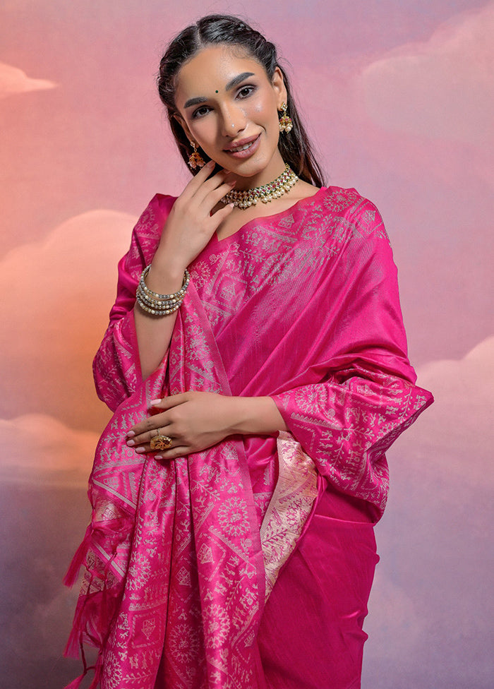 Rani Dupion Silk Saree With Blouse Piece