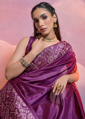 Wine Dupion Silk Saree With Blouse Piece