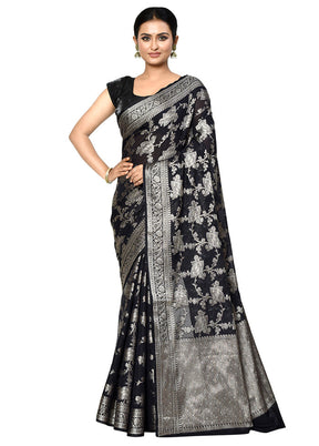 Black Georgette Saree With Blouse Piece - Indian Silk House Agencies