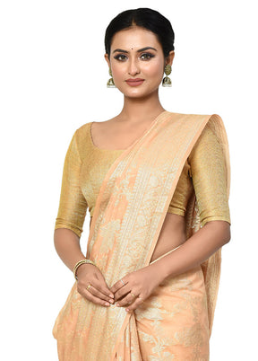 Cream Georgette Saree With Blouse Piece - Indian Silk House Agencies