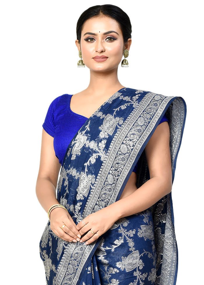 Blue Georgette Saree With Blouse Piece - Indian Silk House Agencies